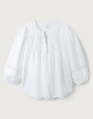 Cotton Lace-Insert Blouse | Clothing Sale | The White Company UK