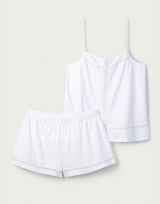 Cotton Lace-Insert Cami & Short Pajama Set | Pajamas | The White Company US