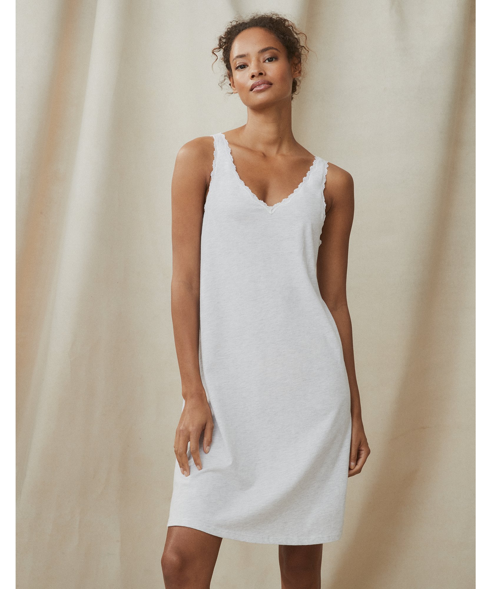 Cotton Lace-Trim Sleeveless Nightgown | Nightgowns | The White Company US