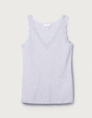 Cotton Lace Trim Vest Nightwear & Robes Sale The White Company UK