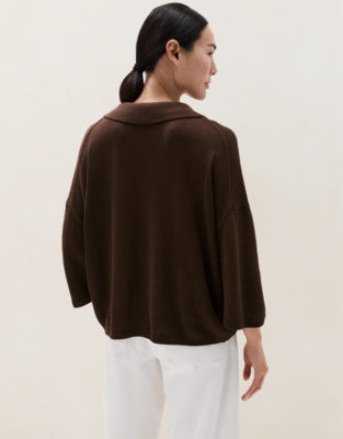 Cotton Linen Open Collar Knitted T-Shirt