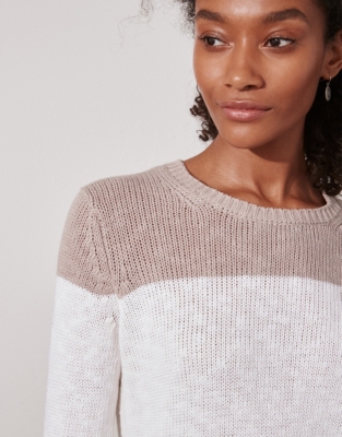 Slub Colourblock Jumper Clothing Sale The White Company UK