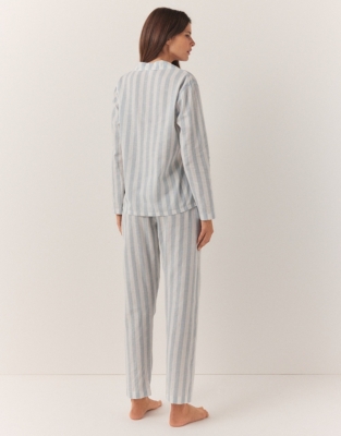 Cotton Linen Wide Stripe Classic Pajama Set