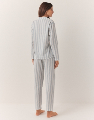 Cotton Linen Wide Stripe Classic Pyjama Set