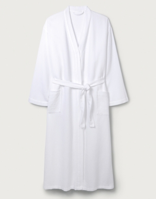 white waffle dressing gown short