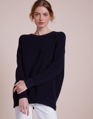 Cotton Oversized Rib Jumper Clothing Sale The White Company UK