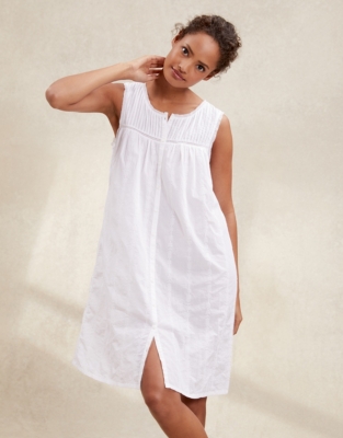 Cotton Pintuck Embroidered Nightie Nightwear And Robes Sale The White 