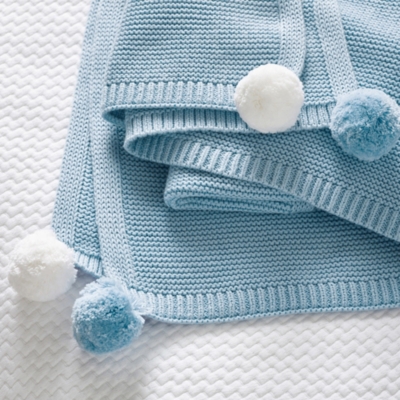 Cotton PomPom Baby Blanket Children's Bedroom Sale The White