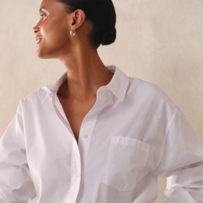 Cotton Poplin Boyfriend Shirt
