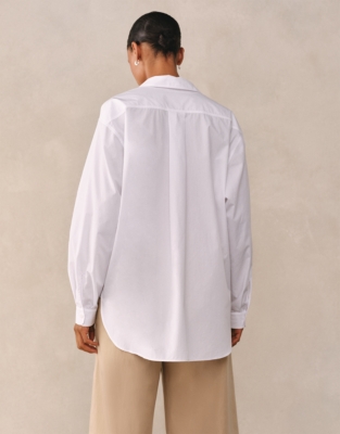 Cotton Poplin Boyfriend Shirt - White