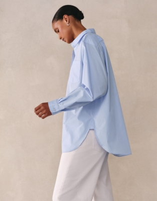Cotton Poplin Boyfriend Shirt - Pale Blue