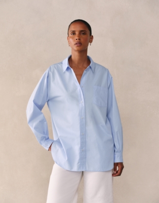 Cotton Poplin Boyfriend Shirt - Pale Blue
