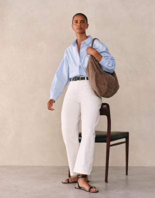 Cotton Poplin Boyfriend Shirt - Pale Blue