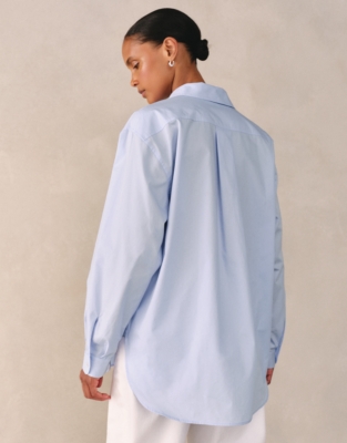 Cotton Poplin Boyfriend Shirt - Pale Blue