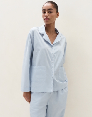 Cotton Poplin Contrast Piping Relaxed Pyjama Set