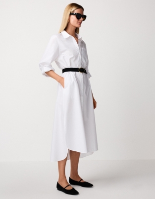 Cotton Poplin Shirt Midaxi Dress