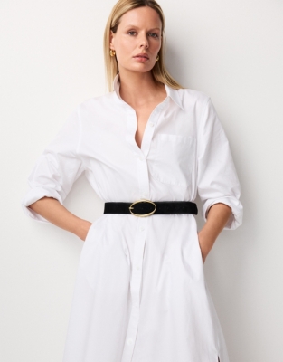 Cotton Poplin Shirt Midaxi Dress