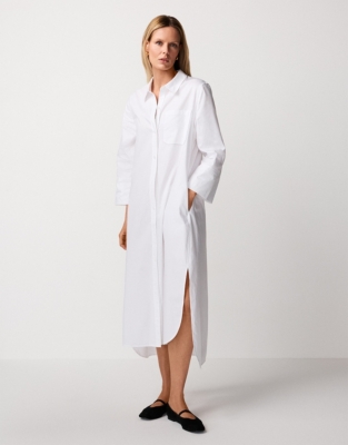 Cotton Poplin Shirt Midaxi Dress