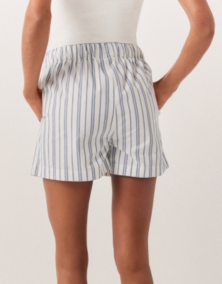 Cotton Poplin Stripe Boxer Pajama Shorts