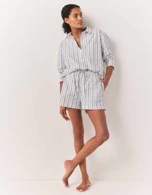 Cotton Poplin Stripe Boxer Pajama Shorts