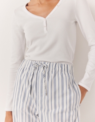 Cotton Poplin Stripe Pajama Bottom