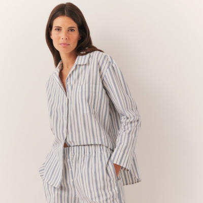 Cotton Poplin Stripe Relaxed Pyjama Shirt