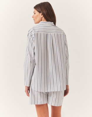 Cotton Poplin Stripe Relaxed Pyjama Shirt
