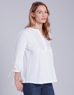 Cotton Poplin Trim Top