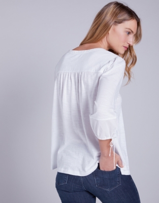 Cotton Poplin Trim Top