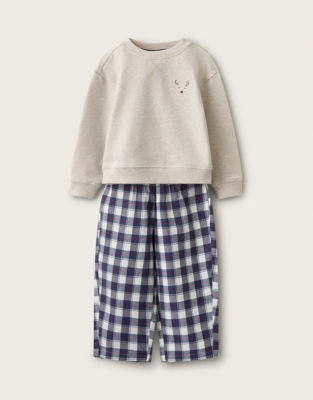 Cotton Relaxed Fit Jingles & Gingham Pyjamas (1–12yrs)