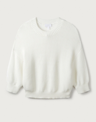 white balloon sleeve sweater