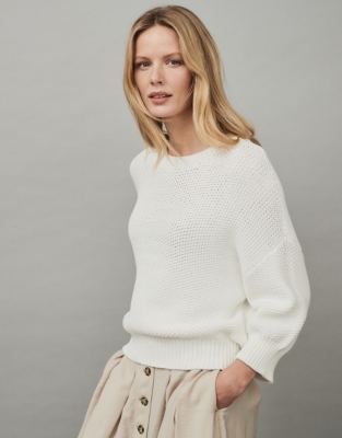 Cotton-Rich Balloon-Sleeve Sweater | Sweaters & Cardigans | The White ...