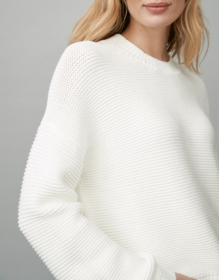 Cotton-Rich Boxy Textured Sweater | Sweaters & Cardigans | The White ...