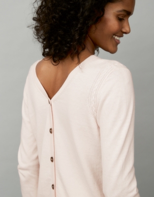 Cotton Rich Button Back Jumper Clothing Sale The White Company UK