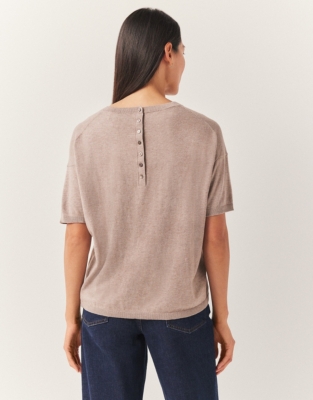 Cotton Rich Button Back Knitted T-Shirt