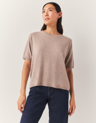 Cotton Rich Button Back Knitted T-Shirt