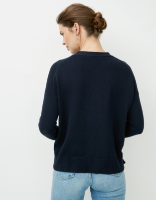 Cotton-Rich Button-Placket Jumper | Clothing Sale | The White Company UK
