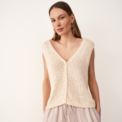 Cotton Rich Button Through Knitted Tank