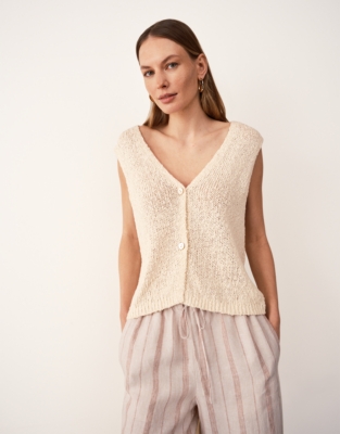Cotton Rich Button Through Knitted Tank