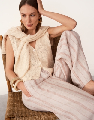 Cotton Rich Button Through Knitted Tank - Eggshell Cotton