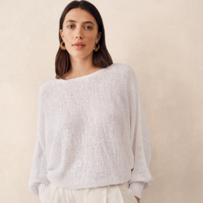 Cotton Rich Cropped Batwing Sweater