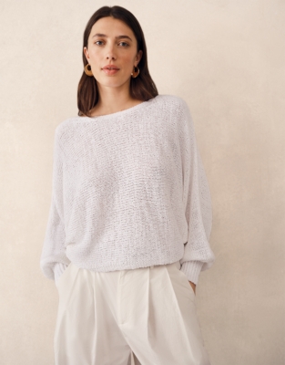 Cotton Rich Cropped Batwing Sweater