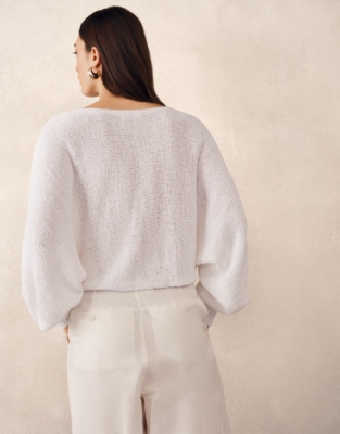 Cotton Rich Cropped Batwing Sweater