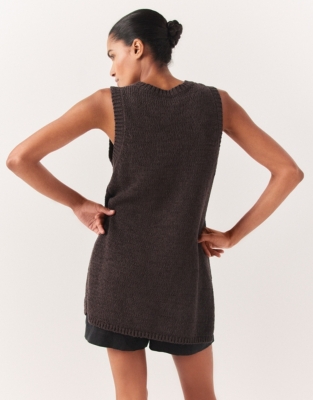 Cotton Rich Knitted Tank - Chocolate