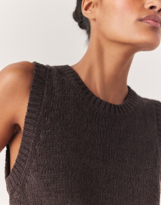 Cotton Rich Knitted Tank - Chocolate