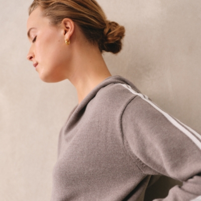 Cotton Rich Overarm Stripe Hoodie