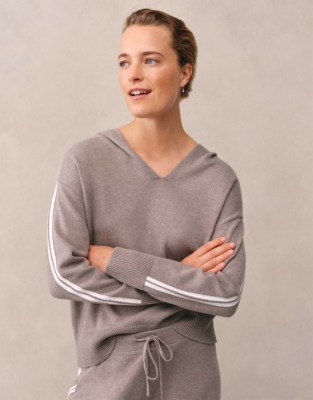 Cotton Rich Overarm Stripe Hoodie