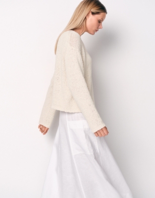 Cotton Rich Slash Neck Jumper - Eggshell Cotton