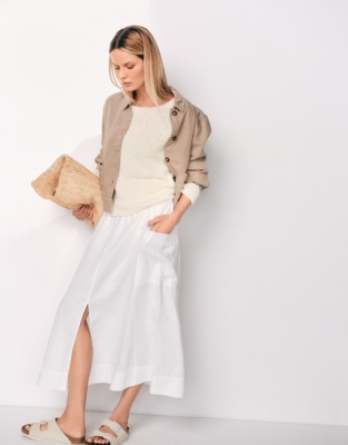 Cotton Rich Slash Neck Jumper - Eggshell Cotton
