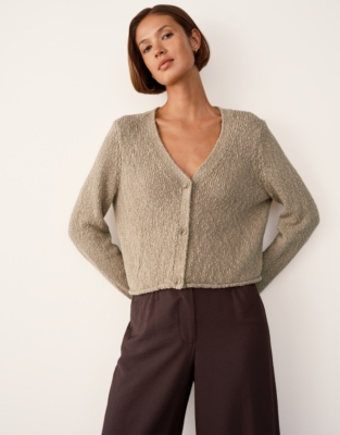 Cotton Rich Slub Cardigan - Olive